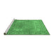 Sideview of Machine Washable Persian Emerald Green Traditional Area Rugs, wshtr3814emgrn