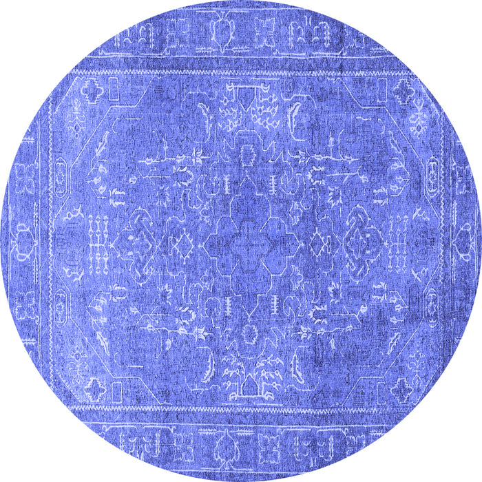 Round Persian Blue Traditional Rug, tr3814blu