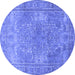 Round Persian Blue Traditional Rug, tr3814blu