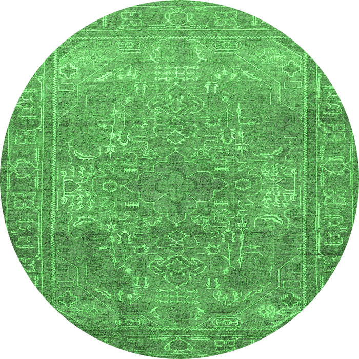 Square Persian Green Traditional Rug, tr3814grn