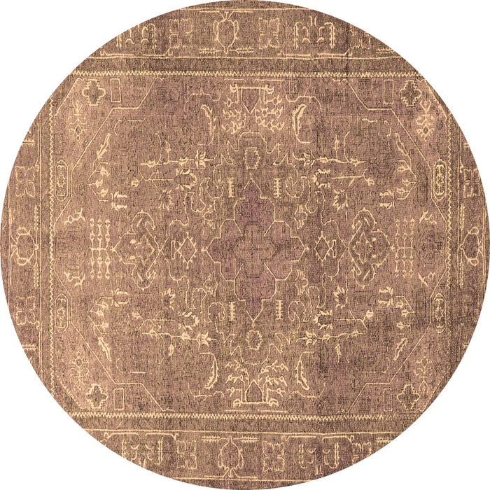 Round Persian Brown Traditional Rug, tr3814brn