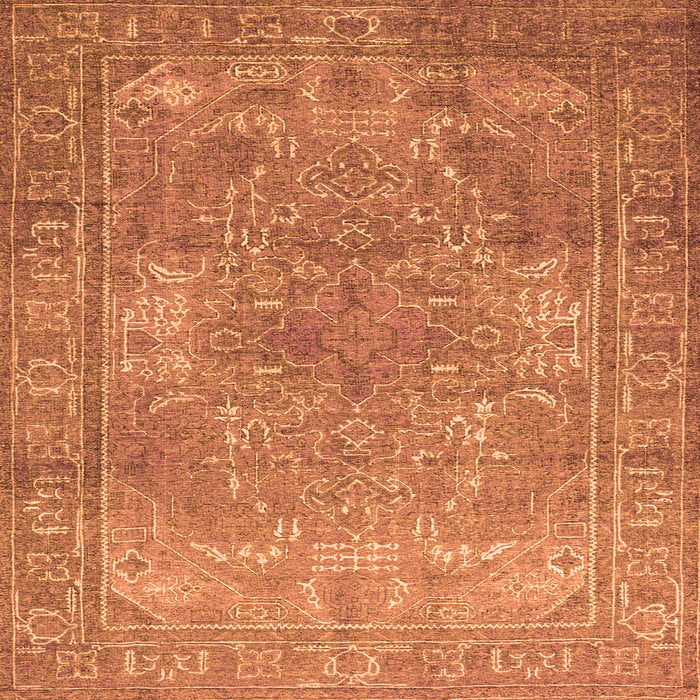 Round Machine Washable Persian Orange Traditional Area Rugs, wshtr3814org
