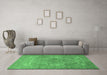 Machine Washable Persian Emerald Green Traditional Area Rugs in a Living Room,, wshtr3814emgrn