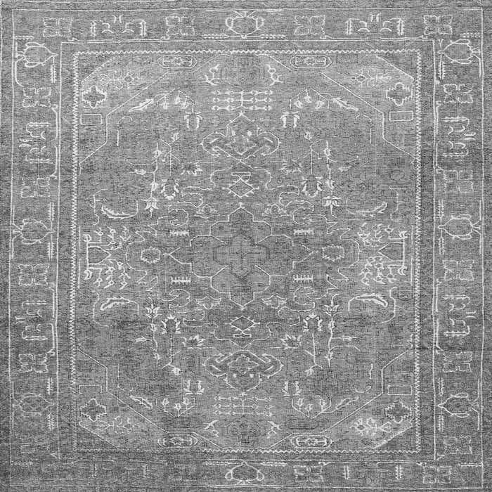 Round Machine Washable Persian Gray Traditional Rug, wshtr3814gry