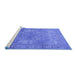 Sideview of Machine Washable Persian Blue Traditional Rug, wshtr3814blu