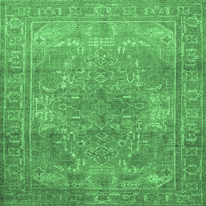 Square Machine Washable Persian Emerald Green Traditional Area Rugs, wshtr3814emgrn