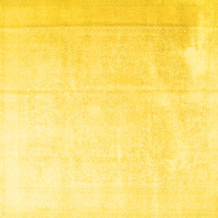 Square Machine Washable Persian Yellow Traditional Rug, wshtr3815yw