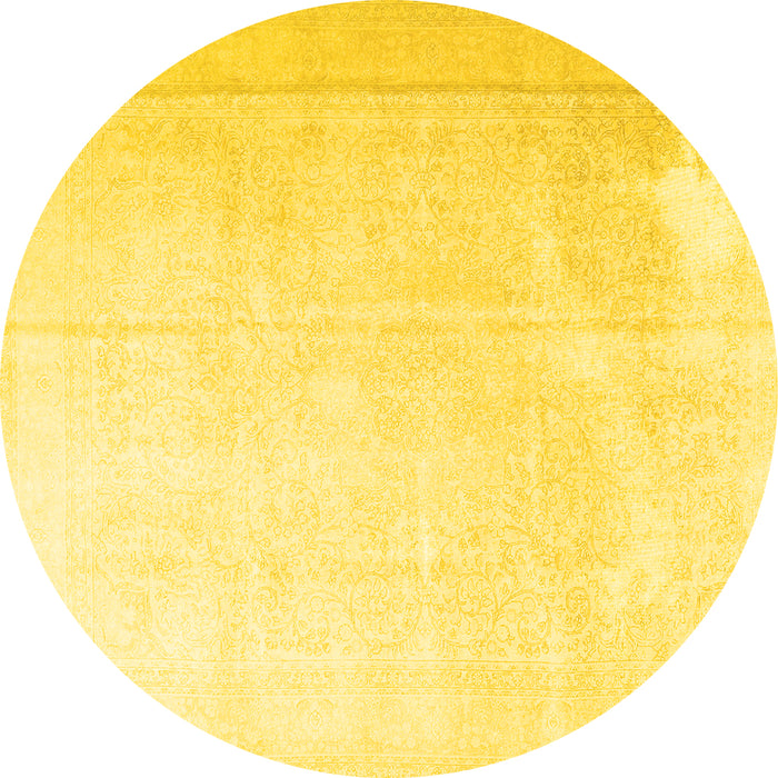 Round Persian Yellow Traditional Rug, tr3815yw