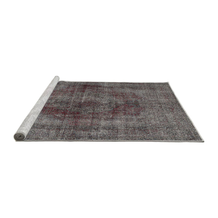 Sideview of Machine Washable Traditional Grey Gray Rug, wshtr3816