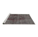 Sideview of Machine Washable Traditional Grey Gray Rug, wshtr3816