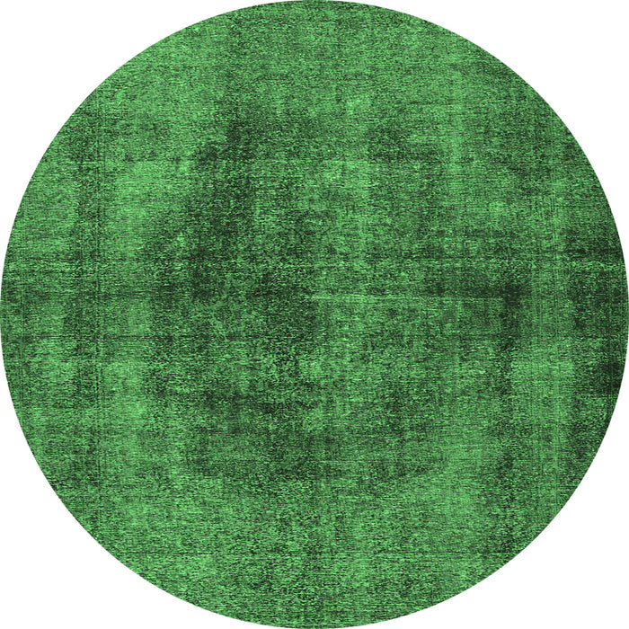 Round Persian Emerald Green Traditional Rug, tr3816emgrn