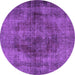 Round Persian Purple Traditional Rug, tr3816pur