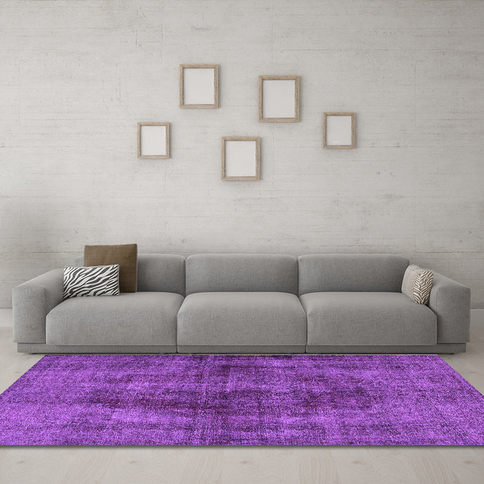 Machine Washable Persian Purple Traditional Area Rugs in a Living Room, wshtr3816pur