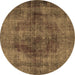 Round Persian Brown Traditional Rug, tr3816brn