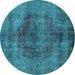 Round Persian Light Blue Traditional Rug, tr3816lblu