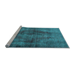Sideview of Machine Washable Persian Light Blue Traditional Rug, wshtr3816lblu