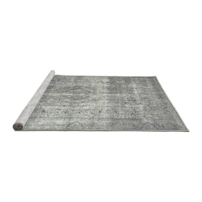 Sideview of Machine Washable Traditional Grey Gray Rug, wshtr3817