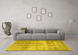 Machine Washable Persian Yellow Traditional Rug in a Living Room, wshtr3817yw