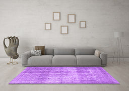 Machine Washable Persian Purple Traditional Area Rugs in a Living Room, wshtr3817pur