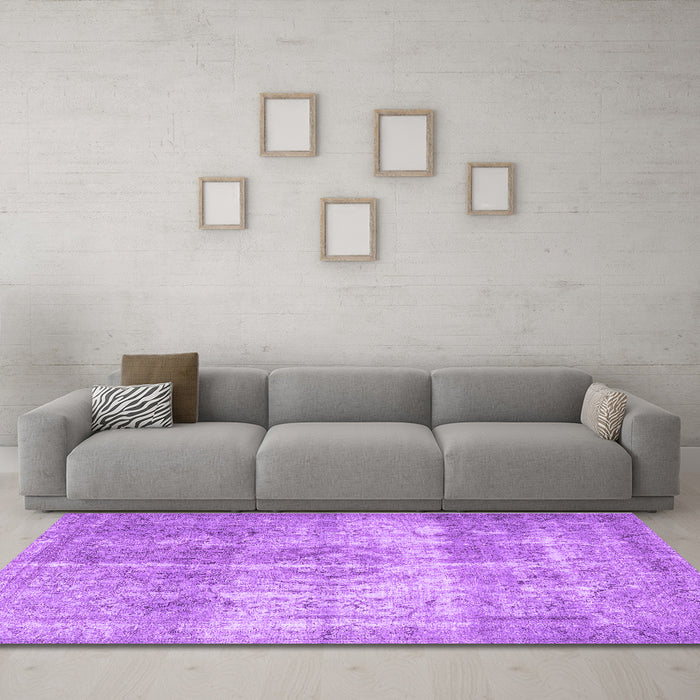 Machine Washable Persian Purple Traditional Area Rugs in a Living Room, wshtr3817pur