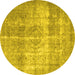 Round Persian Yellow Traditional Rug, tr3817yw