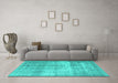 Machine Washable Persian Turquoise Traditional Area Rugs in a Living Room,, wshtr3817turq