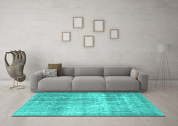 Machine Washable Persian Turquoise Traditional Area Rugs in a Living Room,, wshtr3817turq