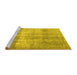 Sideview of Machine Washable Persian Yellow Traditional Rug, wshtr3817yw