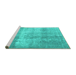 Sideview of Machine Washable Persian Turquoise Traditional Area Rugs, wshtr3817turq