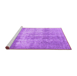 Sideview of Machine Washable Persian Purple Traditional Area Rugs, wshtr3817pur