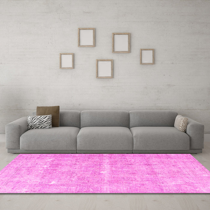 Machine Washable Persian Pink Traditional Rug in a Living Room, wshtr3818pnk