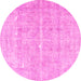 Round Persian Pink Traditional Rug, tr3818pnk
