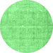 Round Persian Emerald Green Traditional Rug, tr3818emgrn