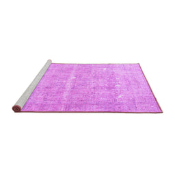 Sideview of Machine Washable Persian Purple Traditional Area Rugs, wshtr3818pur