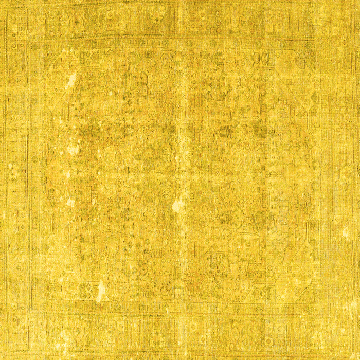 Square Machine Washable Persian Yellow Traditional Rug, wshtr3818yw