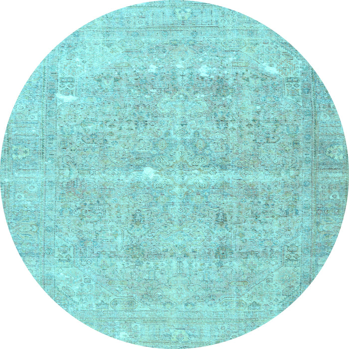 Round Machine Washable Persian Light Blue Traditional Rug, wshtr3818lblu