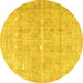 Round Machine Washable Persian Yellow Traditional Rug, wshtr3818yw