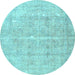 Round Persian Light Blue Traditional Rug, tr3818lblu