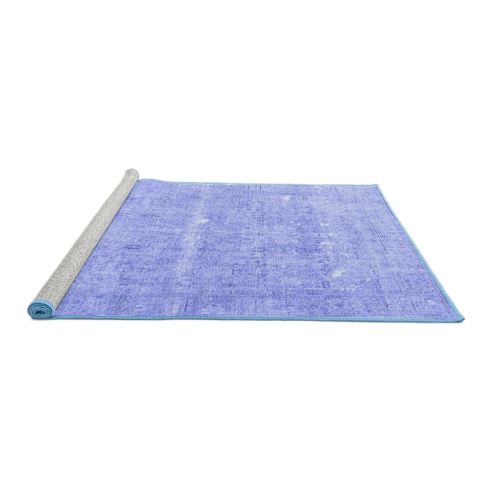 Sideview of Machine Washable Persian Blue Traditional Rug, wshtr3818blu