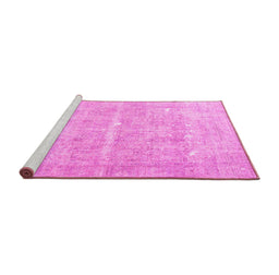 Sideview of Machine Washable Persian Pink Traditional Rug, wshtr3818pnk