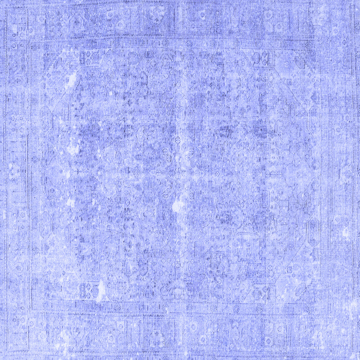 Square Machine Washable Persian Blue Traditional Rug, wshtr3818blu