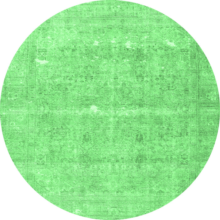 Round Machine Washable Persian Emerald Green Traditional Area Rugs, wshtr3818emgrn