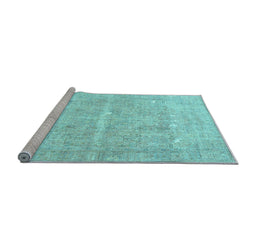 Sideview of Machine Washable Persian Light Blue Traditional Rug, wshtr3818lblu