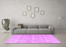 Machine Washable Persian Purple Traditional Area Rugs in a Living Room, wshtr3818pur