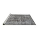 Sideview of Machine Washable Traditional Grey Gray Rug, wshtr3819