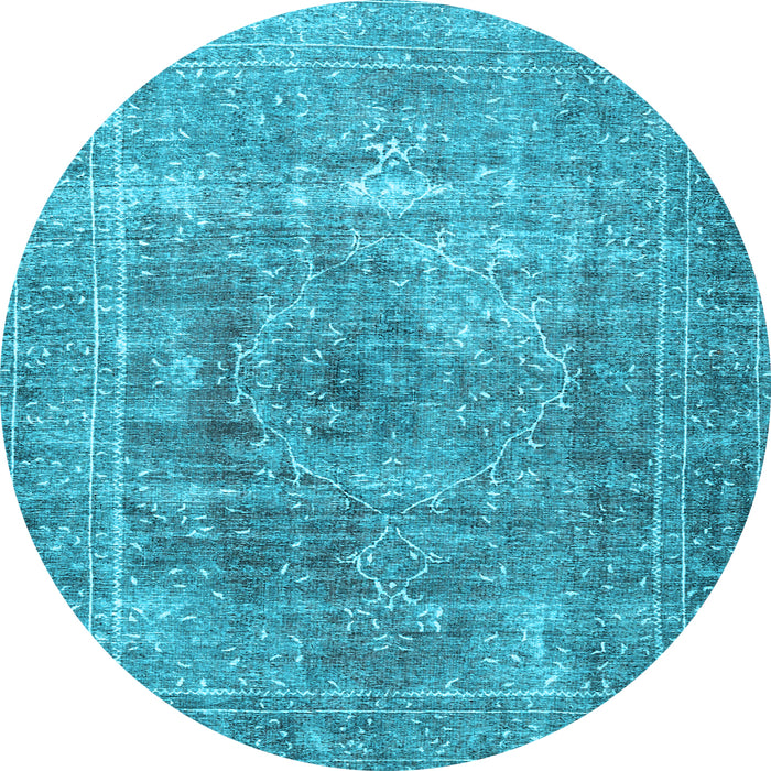 Round Machine Washable Persian Light Blue Traditional Rug, wshtr3819lblu