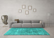 Machine Washable Persian Turquoise Traditional Area Rugs in a Living Room,, wshtr3819turq