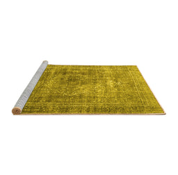 Sideview of Machine Washable Persian Yellow Traditional Rug, wshtr3819yw