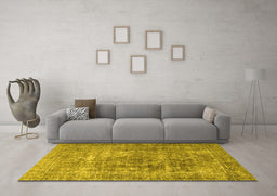 Machine Washable Persian Yellow Traditional Rug in a Living Room, wshtr3819yw