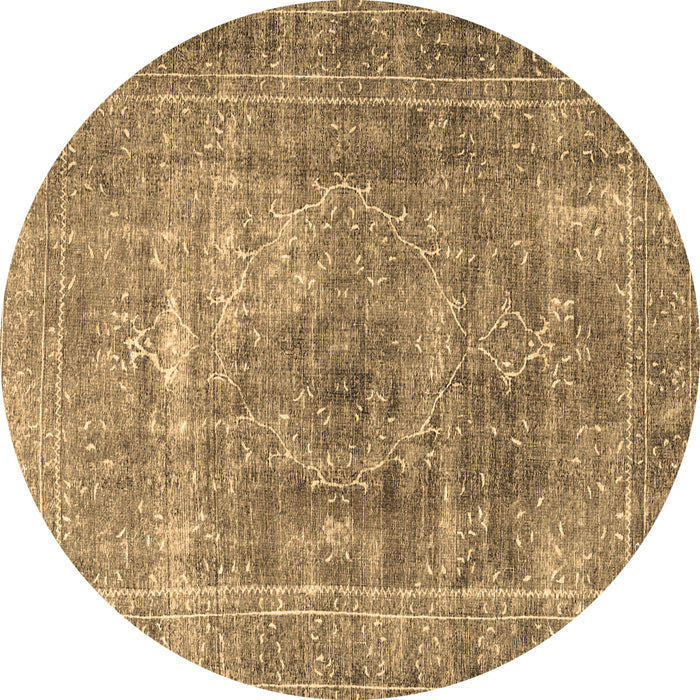 Round Machine Washable Persian Brown Traditional Rug, wshtr3819brn